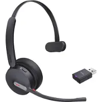 Yealink Headset WH64 Hybrid Mono Teams On Ear headset Bluetooth Mono Zwart Ruisonderdrukking (microfoon) Microsoft Teams knop Computer