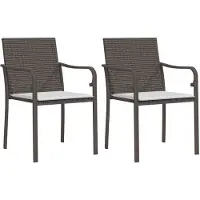 vidaXL Tuinstoelen 2 st met kussens 56x59x84 cm poly rattan bruin