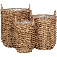 Ebuy24 Set van 3 plantenmanden Hue | zeegras naturel 49x31x37 cm bloempotten | NADUVI