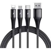 Sign Kabel 3-in-1: Lightning, USB-C, Micro-USB, 3A, 1,2 meter - zwart