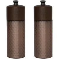 Olympia koperen en houten zout- en pepermolenset 15cm