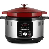 Lauben Multicooker - Snelkookpan - Slowcooker - Snelkookpan 6 liter - Slowcooker met timer - OvenSafe - 6 Liter - 1500W - Rood/Zilver