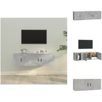 vidaXL Tv-kast - Tv-kasten - Tv-meubel - Hifi-meubel - 2-delige Tv-meubelset bewerkt hout betongrijs