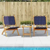 Prolenta Maison Exclusive - Opklapbare stoelen, 2 stuks, donkerblauw, massief acaciahout en stof