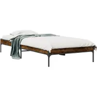 vidaXL Bedframe bewerkt hout en metaal gerookt eikenkleurig 90x190 cm