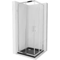 Mexen Rio vierkante douchecabine 70 x 70 , transparant, chroom + Flat-douchebak, zwart - 860-070-070-01-00-4070