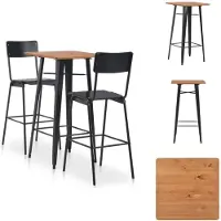 vidaXL Barset meubels - Set van 1 tafel en 2 barstoelen - Zwart/bruin - Afmetingen tafel- 60x60x108 - Afmetingen stoel- 41.5x59x116.5 - Stapelbaar - Set tafel en stoelen