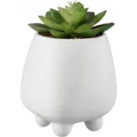 Galicja Keramische vetplanten in pot, kunstplanten, kleine kunstplant, decoratieve plant voor woonkamer, kantoor, hoogte 16 cm, wit