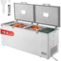 Vevor Diepvrieskist, 561 liter diepvrieskist met splittop en dubbel afsluitbare deksels, vrijstaande commerciële diepvrieskist en 4 uitneembare manden