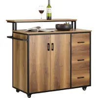 SoBuy Keukenkast op wielen - Dressoir - 2 Deuren + 3 Lades - Max. 75 kg - 113 x 69 x 106 cm - Modern