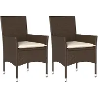 vidaXL Tuinstoelen 2 st met kussens poly rattan bruin
