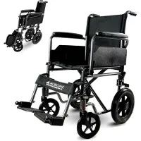 Mobiclinic S230 - Rolstoel - Opvouwbare - Rolstoel Voor Volwassenen - Zitting 43 cm - Opklapbaar - Orthopedisch - Voetsteunen - Armleuningen - Kleur Zwart