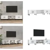 vidaXL Tv-meubel 180x31,5x40 cm bewerkt hout hoogglans wit - Tv-kast - Tv-kasten - Tv-meubel - Hifi-meubel