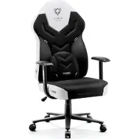 Diablo X-Gamer 2.0 Gaming stoel, kantoorkruk. Bekleding: stof. Ergonomisch ontwerp. Lendensteun. Kleur: zwart-wit