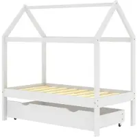 Syfax Kinderbedframe met lade massief grenenhout 70x140 cm wit
