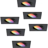 HOFTRONIC™ 6x Smart LED inbouwspot Mallorca Zwart 5.5 Watt RGBWW IP20 kantelbaar