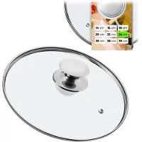 Kadax Pandeksel, universeel deksel van glas met zilveren handgreep, hittebestendig deksel in verschillende maten, pannendeksel, glazen deksel voor pan, pan (24 cm)