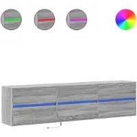 vidaXL Tv-wandmeubel met LED-verlichting 180x31x45 cm grijs sonoma
