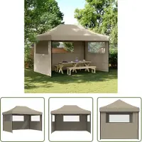 The Living Store De Living Store partytent, inklapbaar en opvouwbaar, met 3 zijpanelen, in de kleur taupe