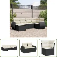 The Living Store Loungebank - Tuin Lounge Set - 6-delige Loungeset met kussens poly rattan zwart - Outdoor Furniture - Tuinset - Ratan Meubels