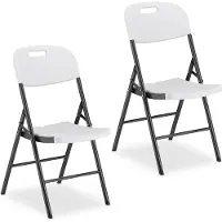 Relaxdays klapstoel - set van 2 - tuin, terras & balkon - weerbestendig - kunststof & staal - zwart-wit