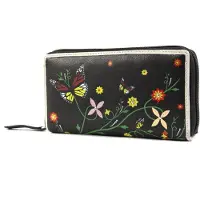 Bruno Banani Leer portemonnee Butterfly Large Zip Around Black zwart veelkleurig