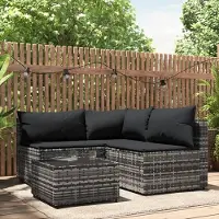 Prolenta Maison Exclusive - 4-delige loungeset voor de tuin met kussens, grijs, van polyrotan
