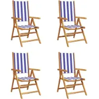 vidaXL Tuinstoelen 4 st verstelbaar massief hout en stof blauw en wit
