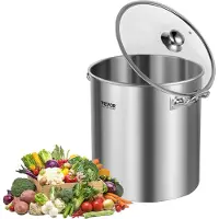 Vevor RVS soeppan, 22,7 L grote inhoud, kookpan met deksel en handvat, professionele soeppan, schuurbehandeling, voor stomen, koken of bakken, zilver