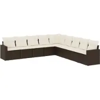 vidaXL 9-delige Loungeset met kussens poly rattan bruin
