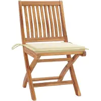 vidaXL Tuinstoelen 2 st met crèmekleurige kussens massief teakhout