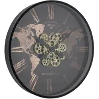 Boltze 2040765, Muurklok, Analoog, Rond, Zwart, Bruin, Glas, MDF, Metaal, Batterij