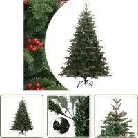 The Living Store Kunstkerstboom met scharnieren dennenappels en bessen 240 cm - Kunstkerstboom - Kerstboom - Kerstdecoratie - Groene Kerstboom - Scharnierend Kerstboom