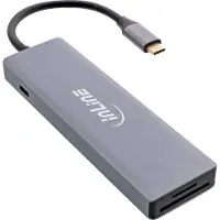 InLine USB-C naar HDMI 4K 30Hz, SD, USB-A, USB-C PD 100W en (Micro) SD adapter | aluminium | 0,15 meter