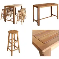 vidaXL 7-delige Bartafel en -krukkenset massief acaciahout - Bartafel En -kruk - Bartafels En -krukken - Bartafel En -stoel - Bartafels En -stoelen