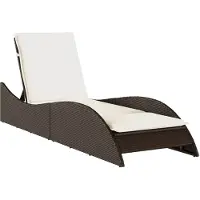 vidaXL Ligbed met kussen 60x205x73 cm poly rattan bruin