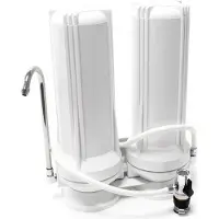 Naturewater TR201 waterfilter voor op het aanrecht, 2-traps systeem, met 0,5 µ filterpatroon voor sediment en 5 µ actieve koolstofblok, inclusief universele adapter