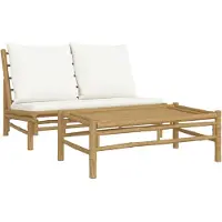 Syfax 2-delige Loungeset met kussens bamboe crèmewit