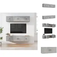 vidaXL Tv-kast - Tv-kasten - Tv-meubel - Hifi-meubel - 6-delige Tv-meubelset bewerkt hout betongrijs