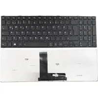 T-ProTek DE - Zwarte toetsenbord met frame, compatibel met Toshiba Satellite C55D-B