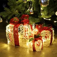 Salcar 3-delige set LED kerstverlichting, cadeauverpakking. Kerstlichtslingers met lint, decoratieve verlichting voor binnen, met 8 verschillende modi, warm wit licht