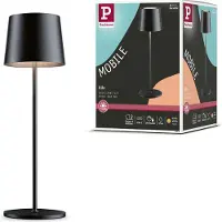 Paulmann LED tafellamp Gilo, zwart, kunststof, IP44 dimbaar, zwart, Woon-/ Eetkamer, Kunststof, Modern