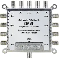 Schwaiger SEW58 531 Satelliet multiswitch Ingangen (satelliet): 5 (4 satelliet / 1 terrestrisch) Aantal gebruikers: 8 Standby-functie