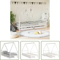 The Living Store Houten Bed - Kinderbed - Kinderbedframe met lades 80x200 cm massief grenenhout wit - Peuterbed - Kids Bed - Kinderkamer Decoratie