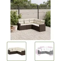 The Living Store Tuinset - Lounge Set - 5-delige Loungeset met kussens poly rattan bruin - Lounge Meubel - Outdoor Furniture - Ratan Meubilaar
