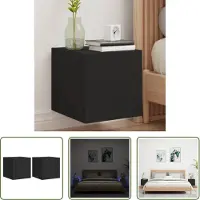 The Living Store Tv-meubel - Tv-kast - Tv-wandmeubels met LED-verlichting 2 st 30,5x35x30 cm zwart - Wandmontage - Led Verlichting - Rgb Verlichting