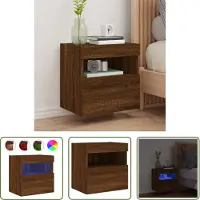 The Living Store Tv-standaard - Tv-meubel - Tv-wandmeubel met LED-verlichting 40x30x40 cm bruin eikenkleur - Wandmontage - Led-verlichting - Rgb-verlichting