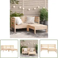 The Living Store Lounge Set - Tuinbank - Tuinbank 2-zits met voetenbank massief grenenhout - Buitendecoratie - Teak Hout - Granenhout