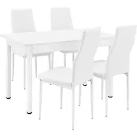 En.casa Eethoek eetkamerset Graz 5-delig tafel met stoelen wit