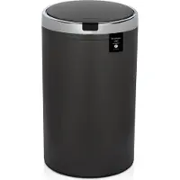 Les Collectors sensorafvalbak voor de keuken, model N°347 / Infrarood/roestvrij staal/donkergrijs, 42 liter/automatische opening/zachte sluiting/rond en praktisch